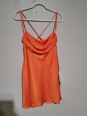 Orange Cowl Neck Slip Dress